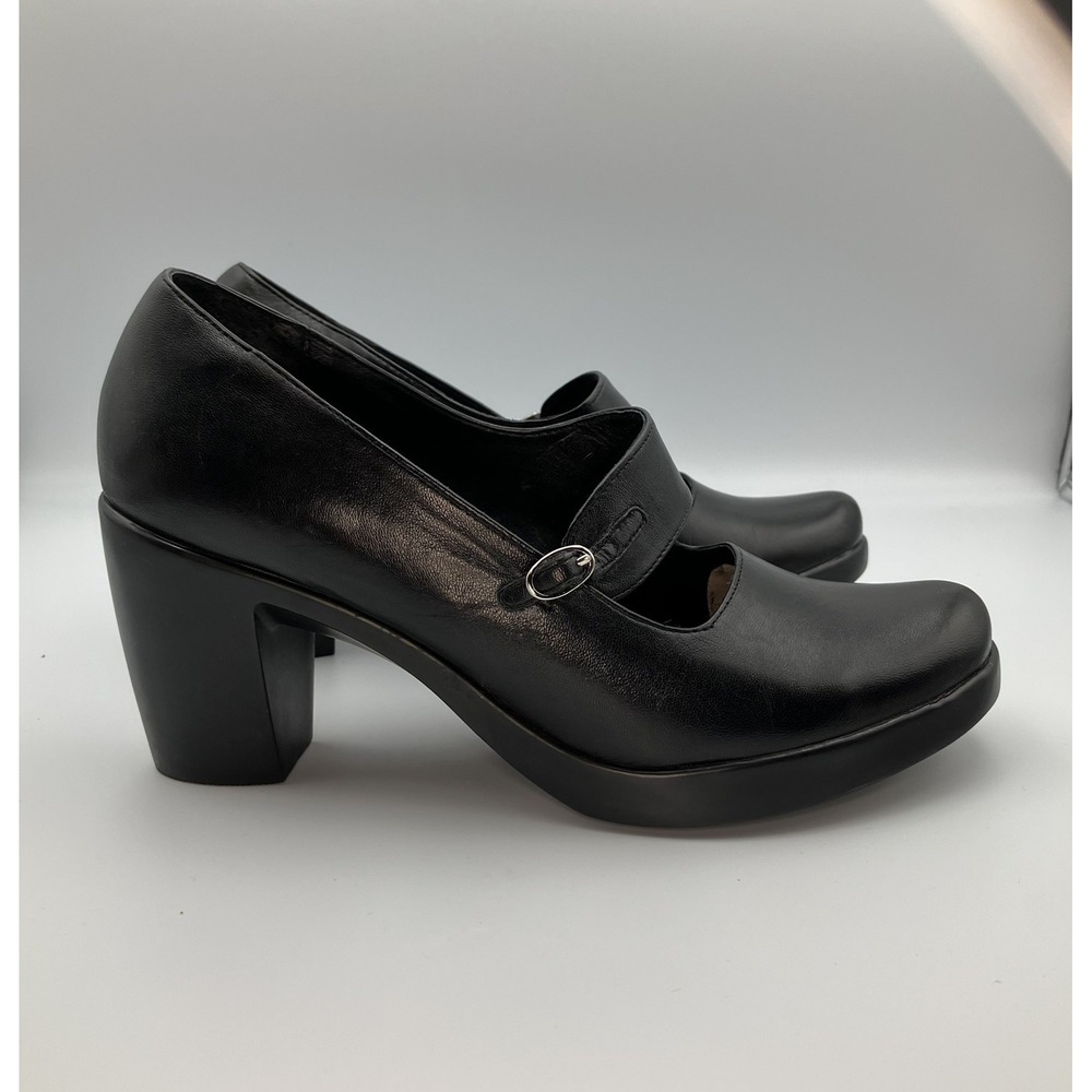 Dansko Size 38 Tara Black Leather Heel Mary Jane Comfort Chunky Goth Whimsygoth